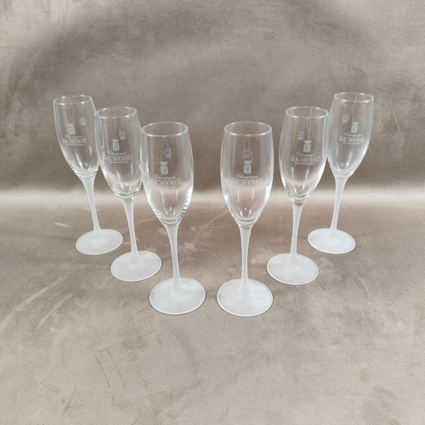 Lot de 6 flutes en verre Champagne DE MERIC Made in France Vintage 1980