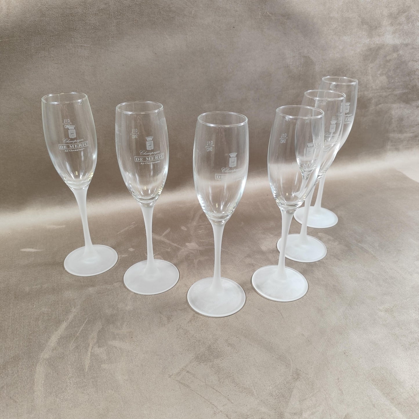 Lot de 6 flutes en verre Champagne DE MERIC Made in France Vintage 1980