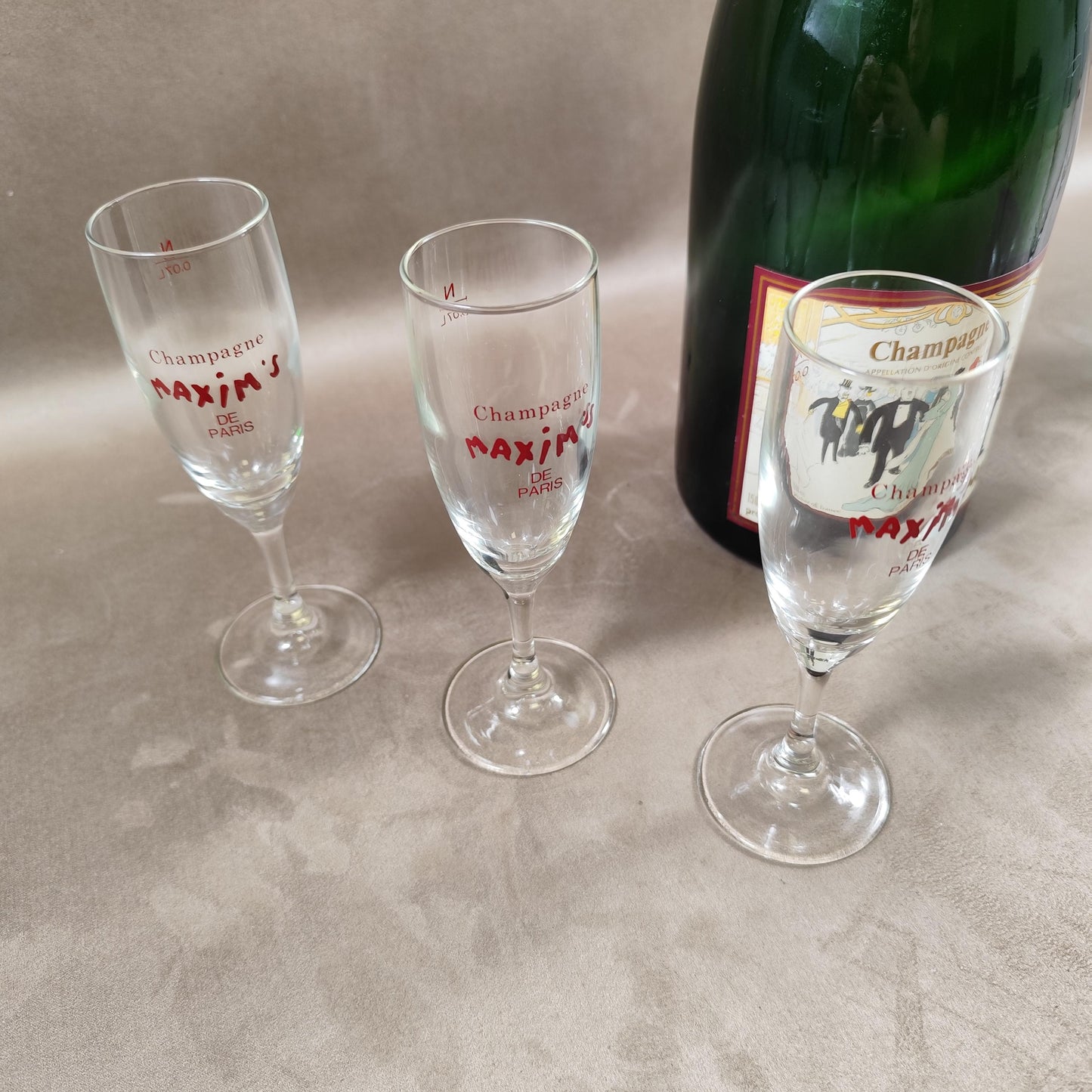 Lot de 6 flûtes à Champagne Maxim's de Paris Made in France Vintage 1990
