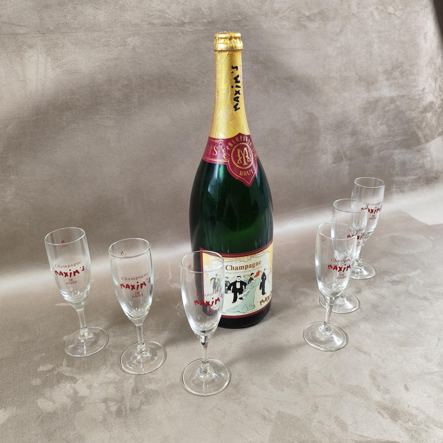 Lot de 6 flûtes à Champagne Maxim's de Paris Made in France Vintage 1990