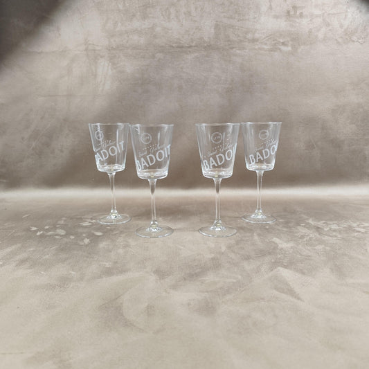 Lot de 4 verres Badoit eau gazeuse Made in France Vintage 1980