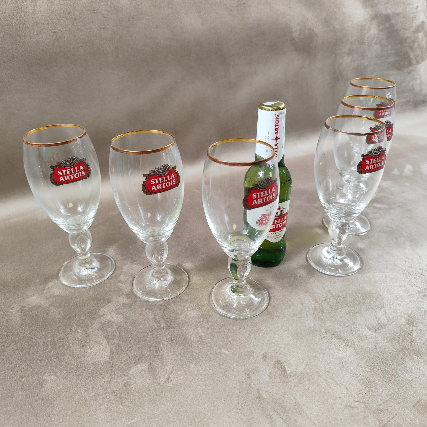 Lot de 6 verres à bière Stella Artois en verre Made in France Vintage 1980