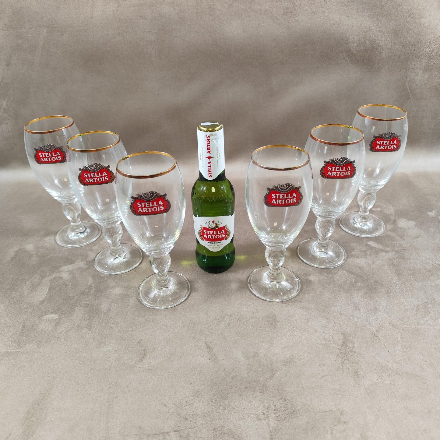 Lot de 6 verres à bière Stella Artois en verre Made in France Vintage 1980