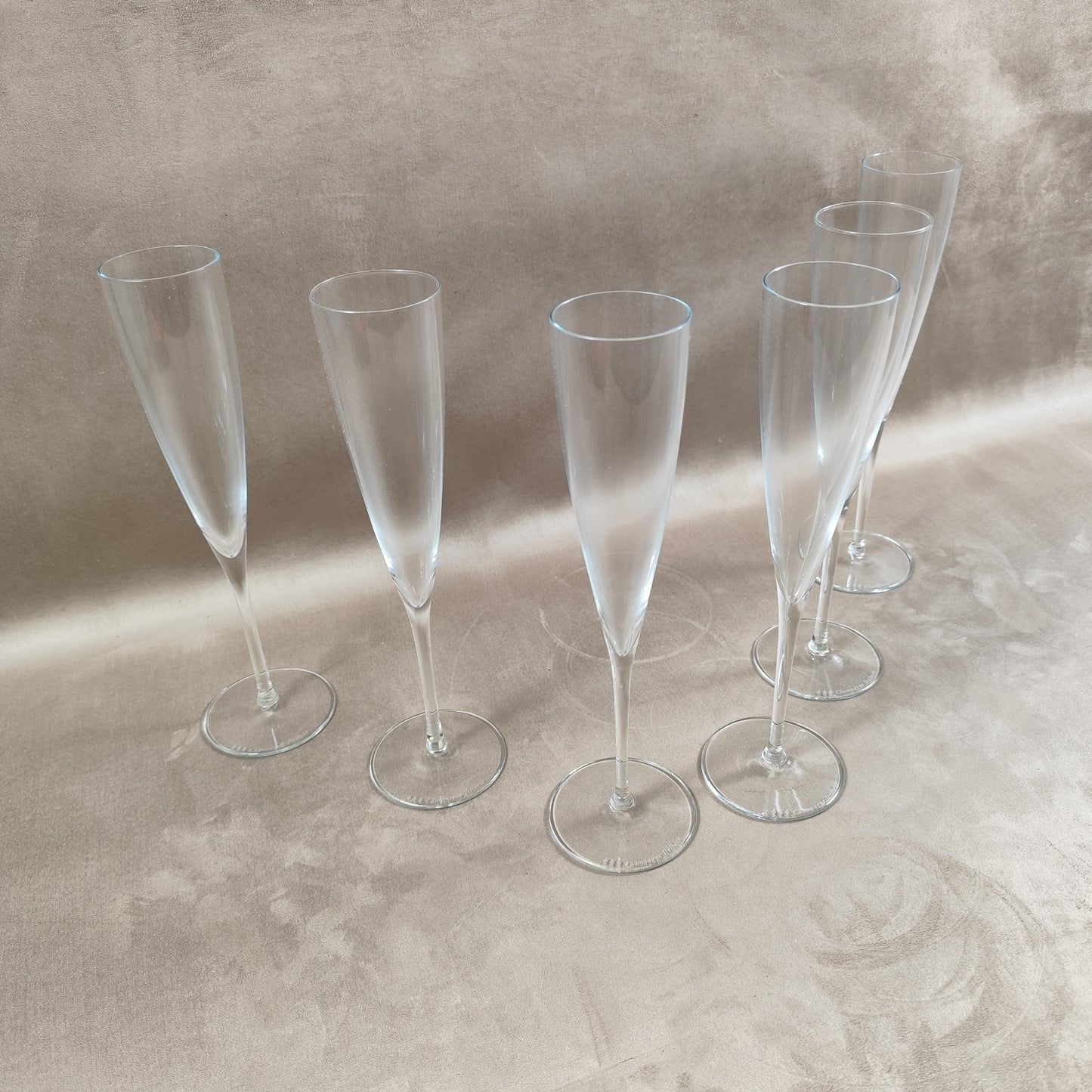 Lot 6 Flûtes à Champagne en Cristal Champagne Delbeck Made in France Vintage 1960