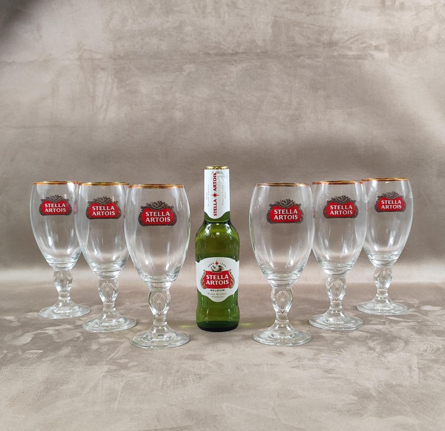 Lot de 6 verres à bière Stella Artois en verre Made in France Vintage 1980