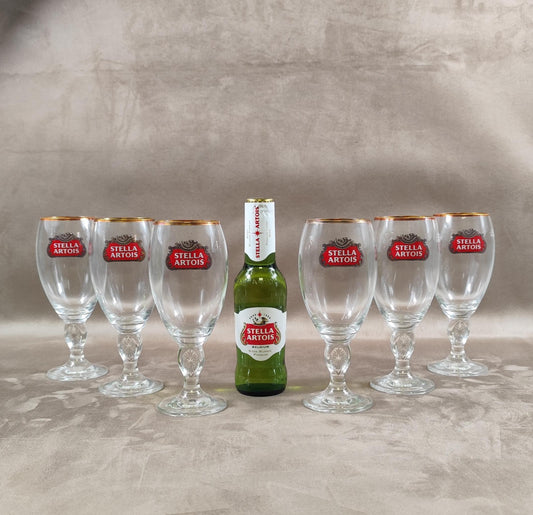 Lot de 6 verres à bière Stella Artois en verre Made in France Vintage 1980