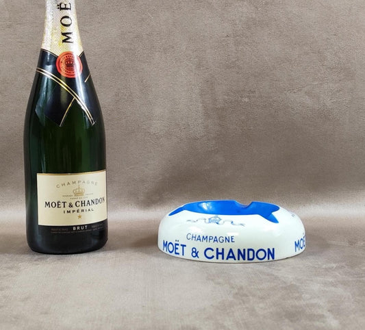 RARE Cendrier Champagne Moet & Chandon en faience par Keller et Guerin lunéville Made in France Vintage 1950