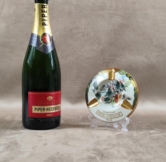 RARE Cendrier en porcelaine Champagne Piper Heidsieck importé du Japon Made in Japan Vintage 1950