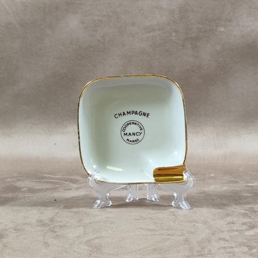 Cendrier publicitaire Champagne Cooperative de Mancy en faience par Villenauxe Made in France 1950