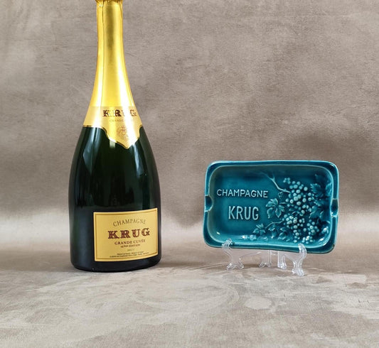 VERY RARE Cendrier Publicitaire Champagne Krug à décor de raison Made in France Vintage 1900