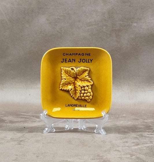 Cendrier Publicitaire Champagne Jean Jolly Landreville en faience Made in France Vintage 1970