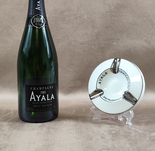 VERY RARE Cendrier Publicitaire Champagne Ayala en faience par Picard Limoges Made in France Vintage 1970
