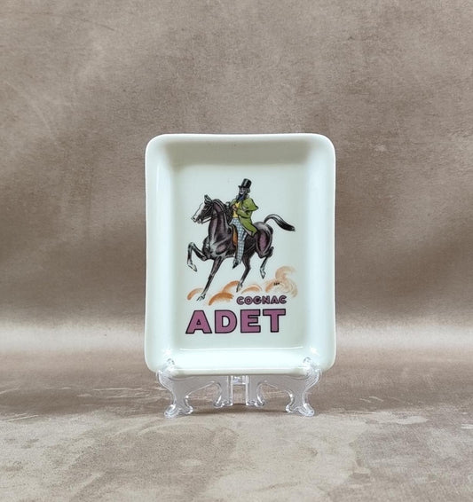 Cendrier Publicitaire Cognac Adet en porcelaine par Thabard Limoges Made in France Vintage 1970