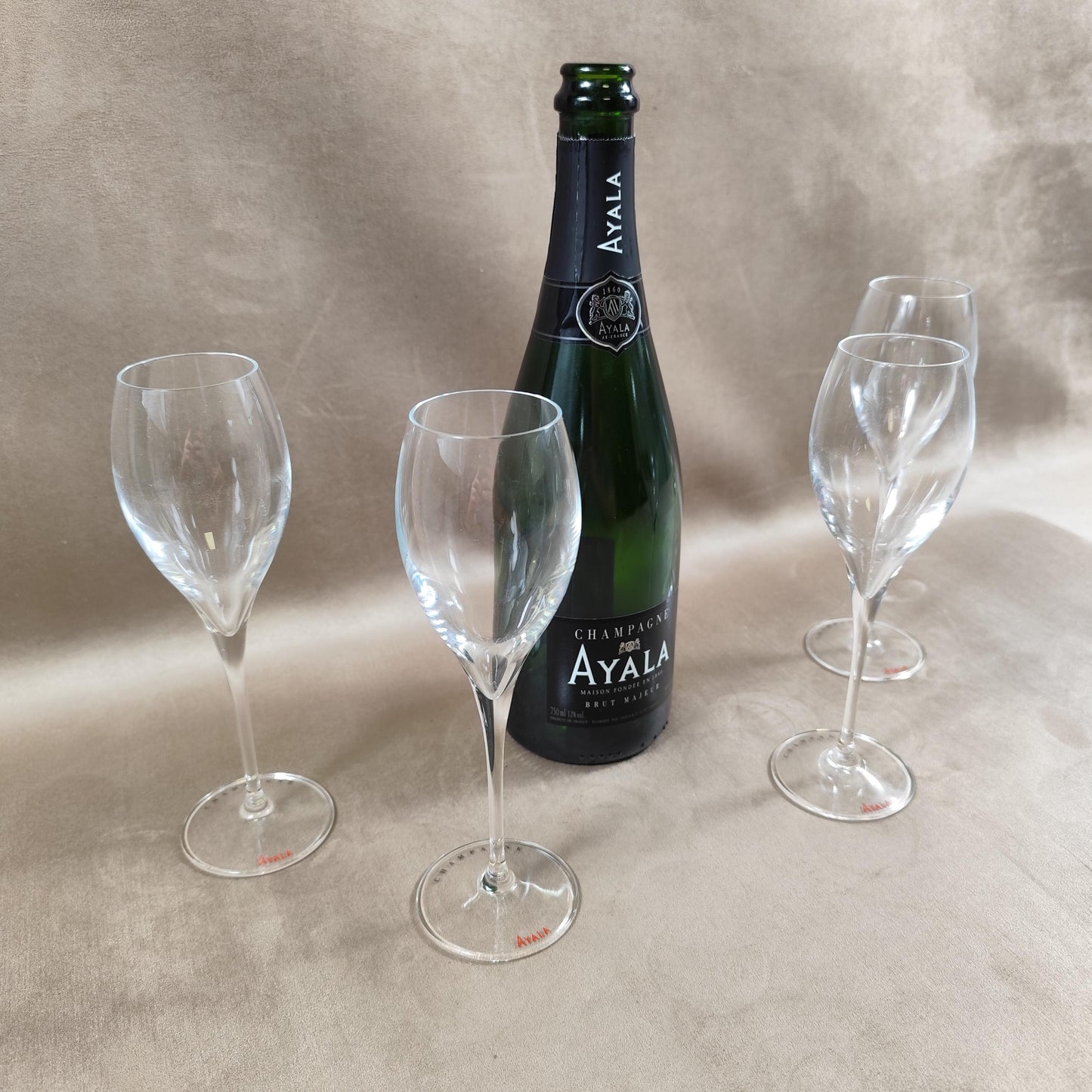 Lot de 4 Flûtes pour Champagne Ayala en cristal Made in France Vintage 1980
