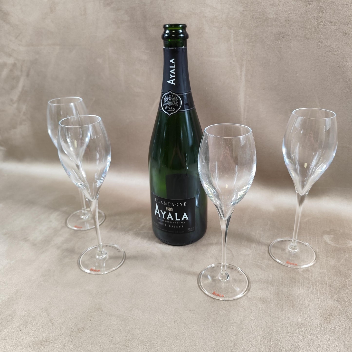 Lot de 4 Flûtes pour Champagne Ayala en cristal Made in France Vintage 1980