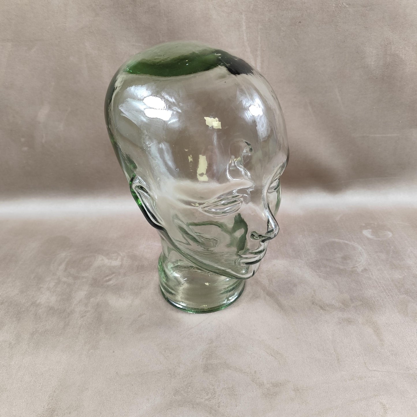 VERY RARE Tête Marotte Porte Chapeau en verre Made in France Vintage 1900