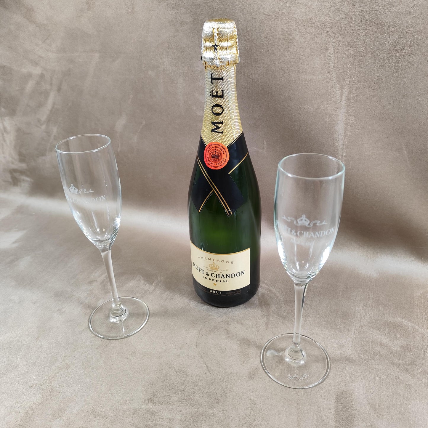 Lot de 2 flutes à champagne Moet et Chandon Made in France Vintage 1970