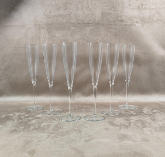 Lot 6 Flûtes à Champagne en Cristal Champagne Delbeck Made in France Vintage 1960