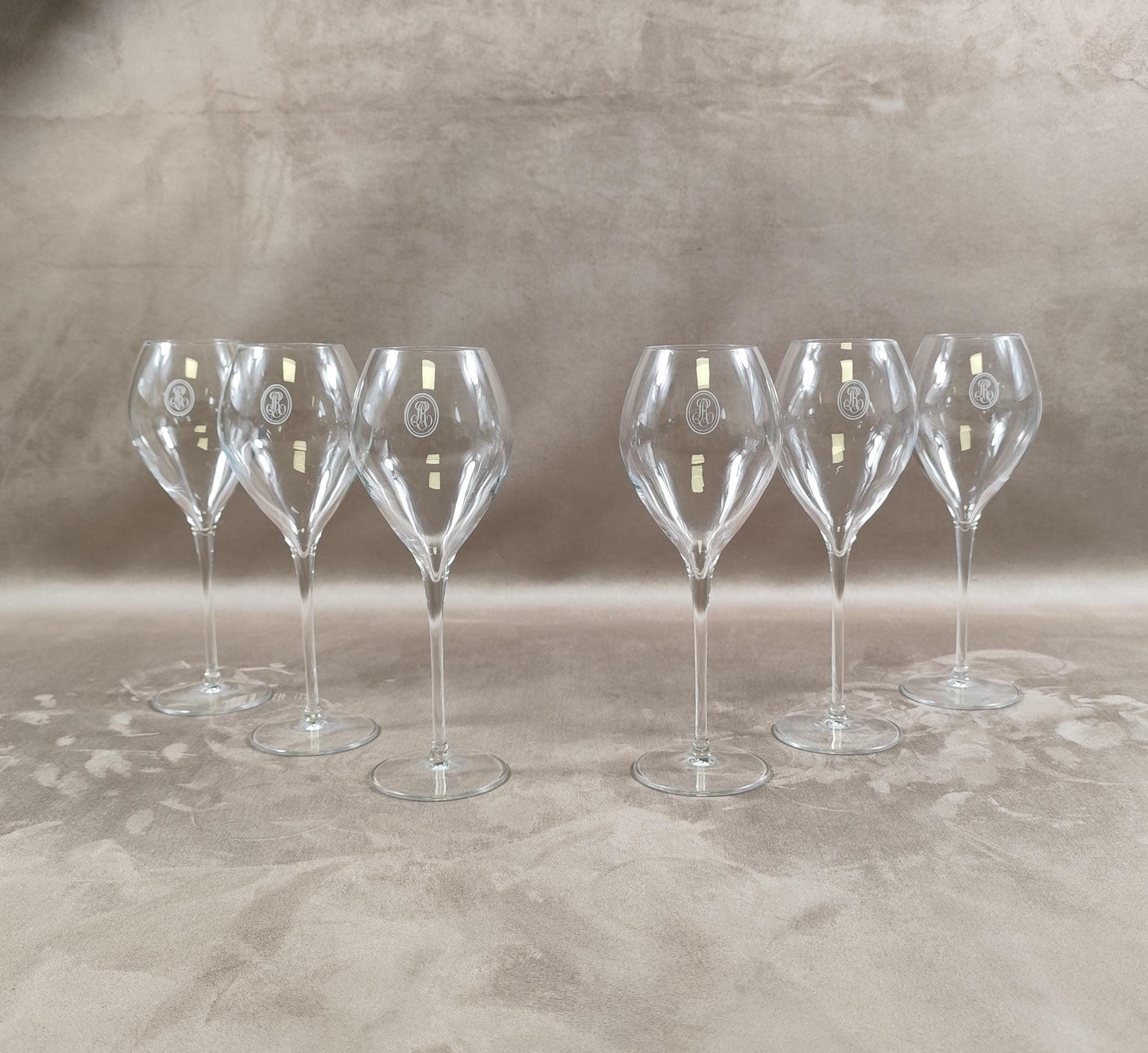 RARE Lot de 6 flutes en Cristal Champagne Louis Roederer Reims Made in France Vintage 1980