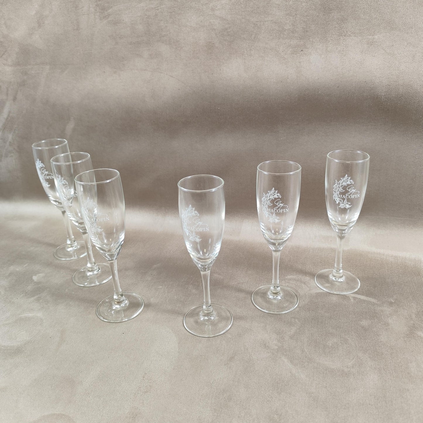 Lot de 6 flutes Champagne Guy Jacopin Made in France Vintage 1980