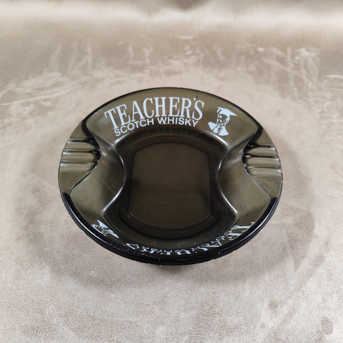 Cendrier XXL publicitaire Teacher's Scotch Whisky en verre Made in France Vintage 1970
