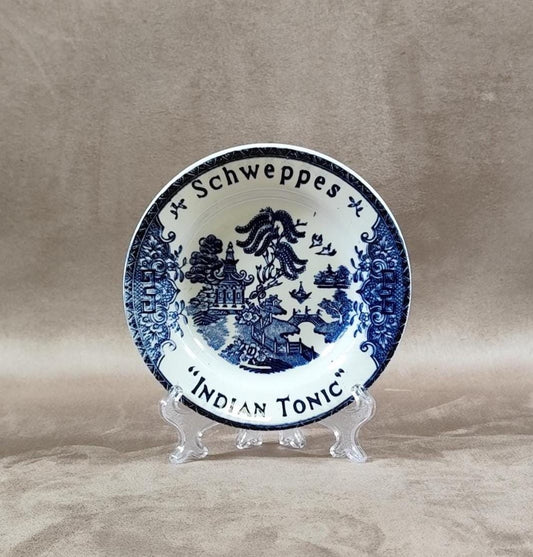 Coupelle, cendrier, vide poche Schweppes Indian Tonic en faïence par Keller Guérin Lunéville Made in France Vintage 1970