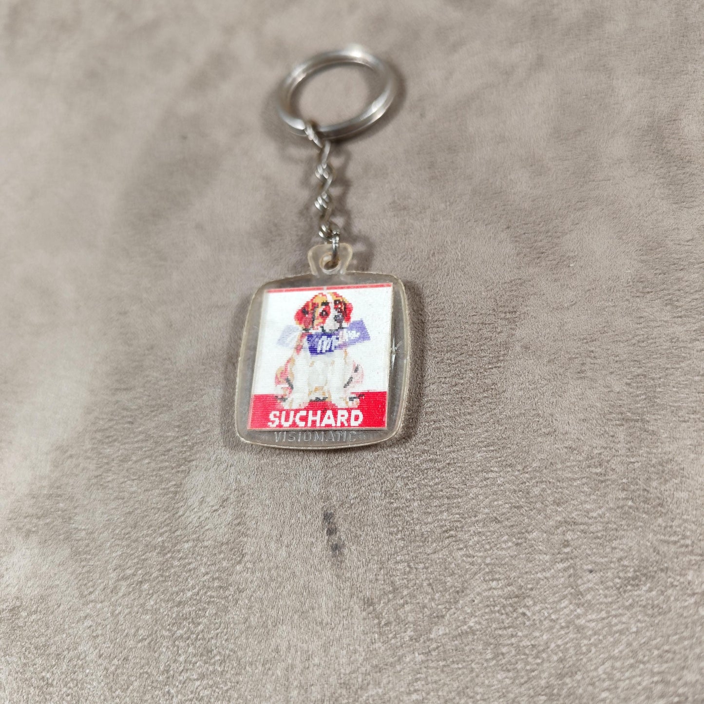 Porte clés Publicitaire Chien animé Chocolat Suchard Milka Made in France Vintage 1970