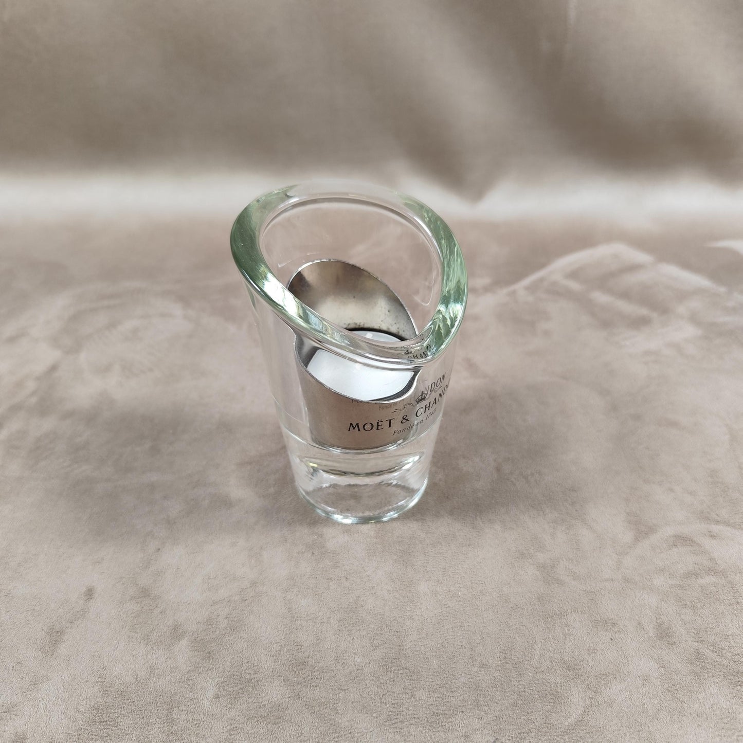 RARE Bougeoir ou photophore Champagne Moet & Chandon en verre Made in France Vintage 1980