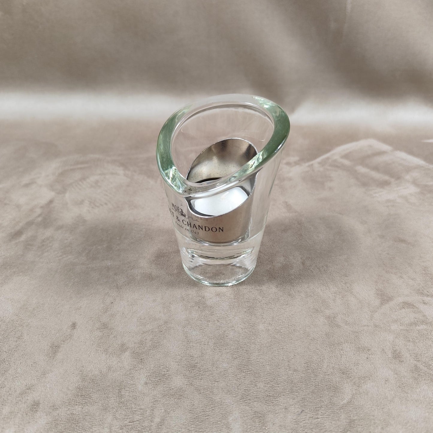 RARE Bougeoir ou photophore Champagne Moet & Chandon en verre Made in France Vintage 1980