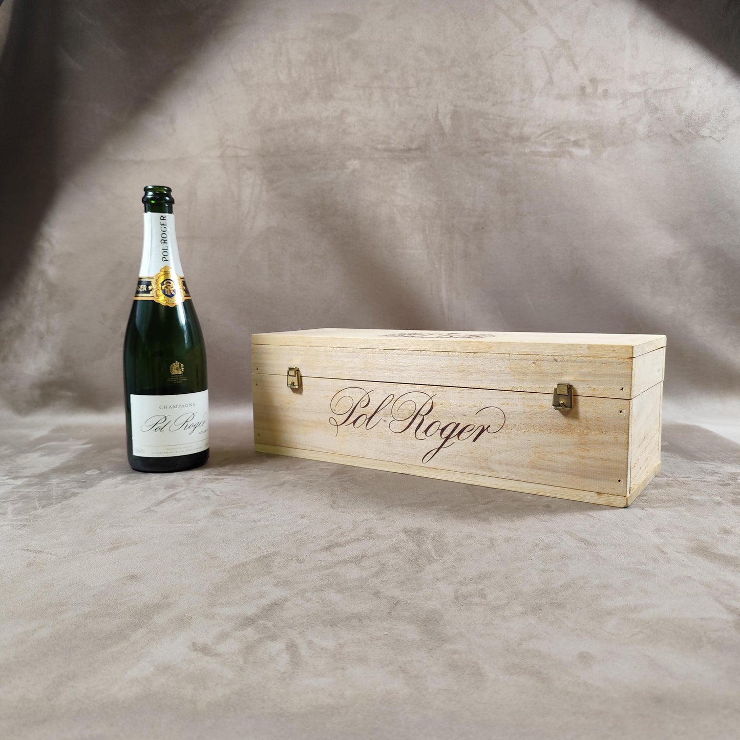 Caisse en Bois pour Bouteille de Champagne Pol Roger Made in France Vintage 1980