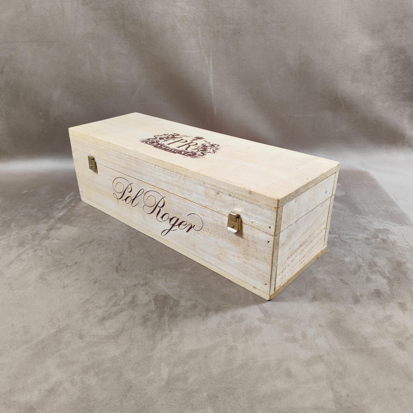 Caisse en Bois pour Bouteille de Champagne Pol Roger Made in France Vintage 1980