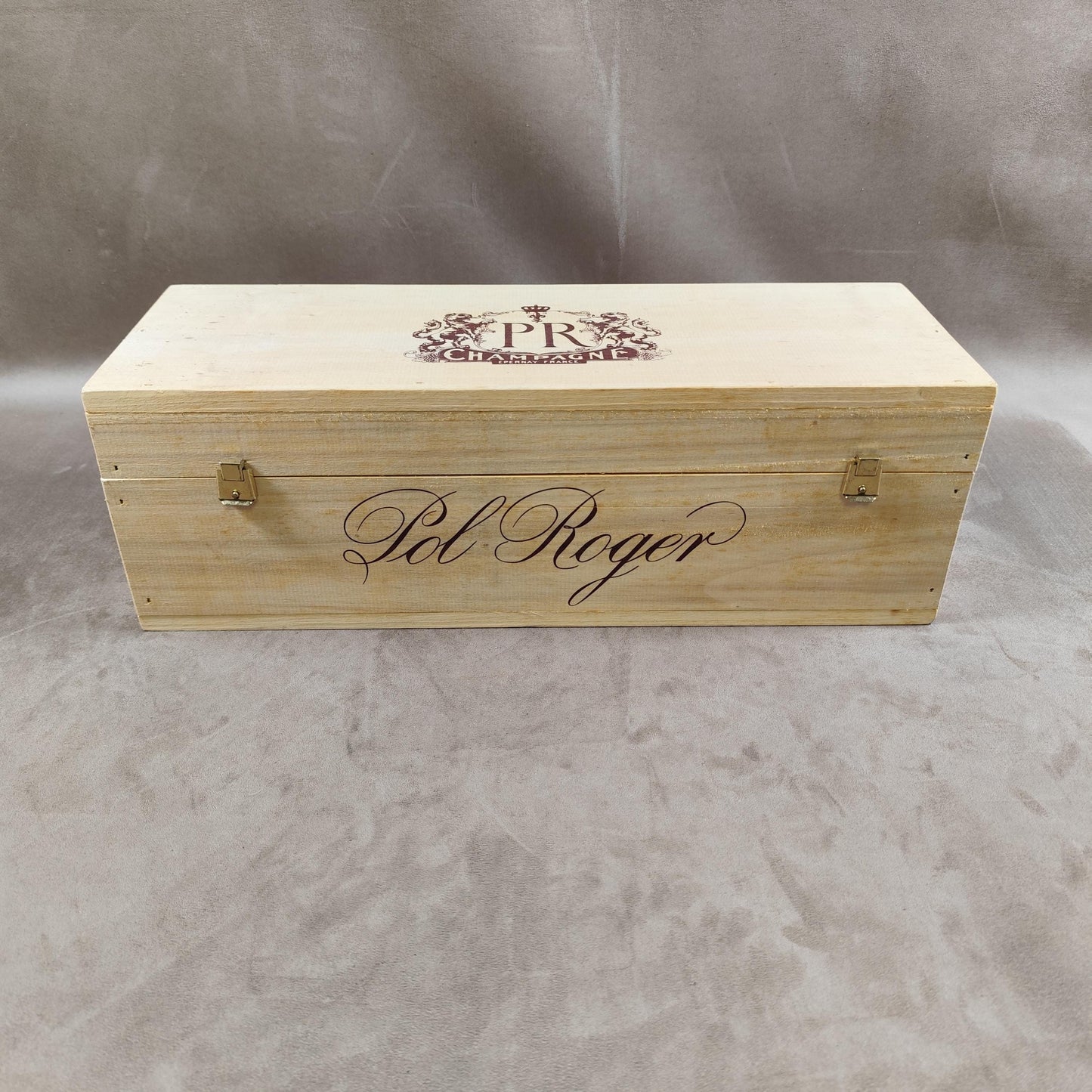Caisse en Bois pour Bouteille de Champagne Pol Roger Made in France Vintage 1980