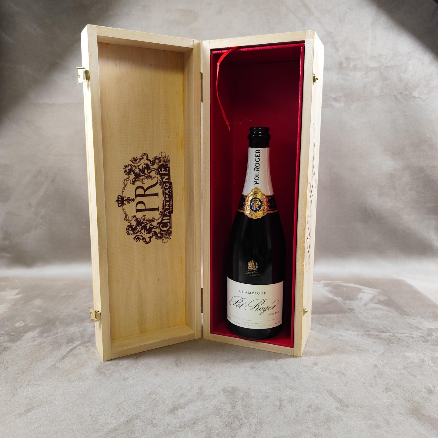 Caisse en Bois pour Bouteille de Champagne Pol Roger Made in France Vintage 1980