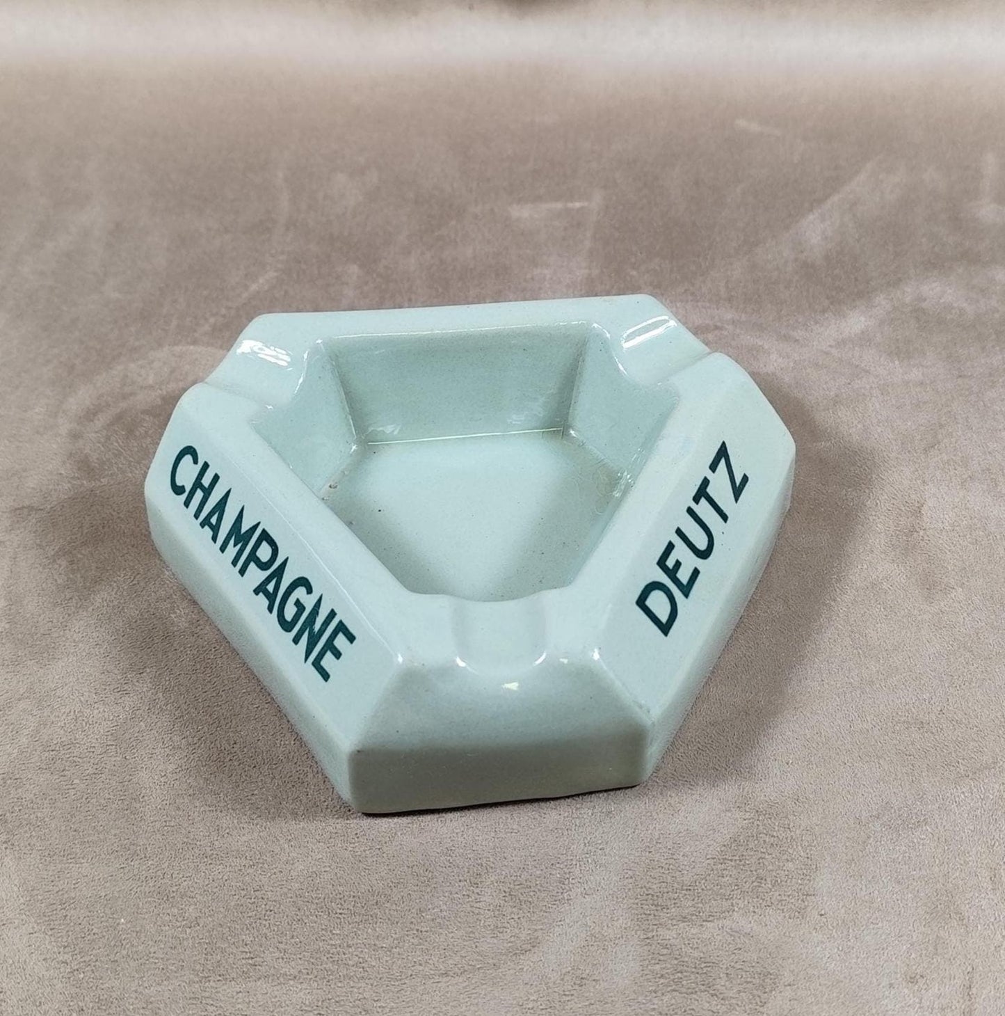 Cendrier publicitaire Champagne Deutz en faïence de Sarreguemines Made in France Vintage 1950