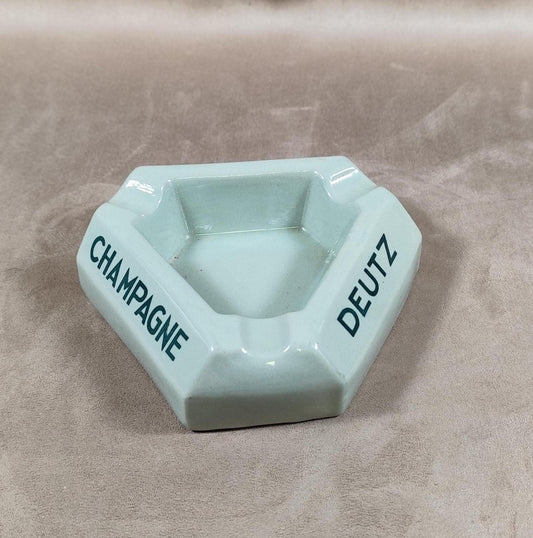 Cendrier publicitaire Champagne Deutz en faïence de Sarreguemines Made in France Vintage 1950