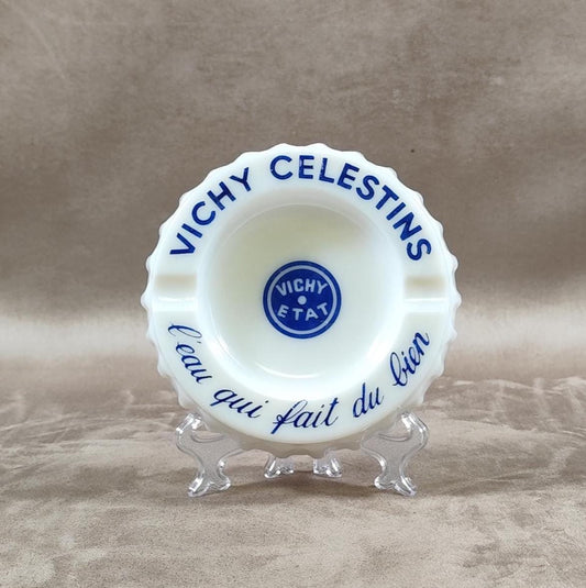 Cendrier Publicitaire Vichy Celestins en verre Made in France Vintage 1980