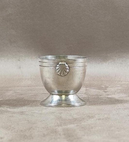 Coquetier en Métal Argenté à décor de coquillage Poinçon D'orfèvre Made in France Vintage 1900