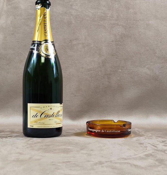 Cendrier Publicitaire Champagne De Castelanne en verre Made in France Vintage 1970