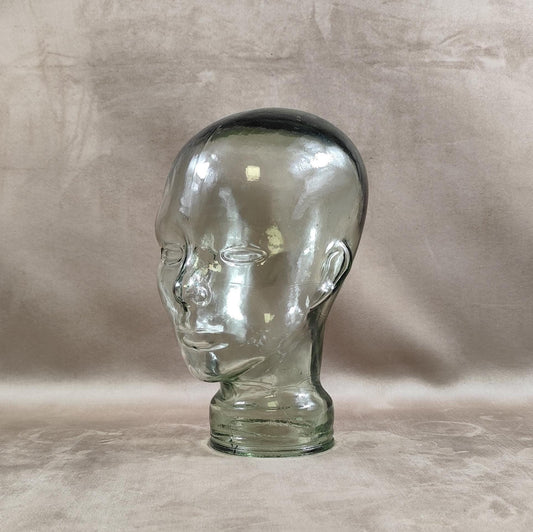 VERY RARE Tête Marotte Porte Chapeau en verre Made in France Vintage 1900