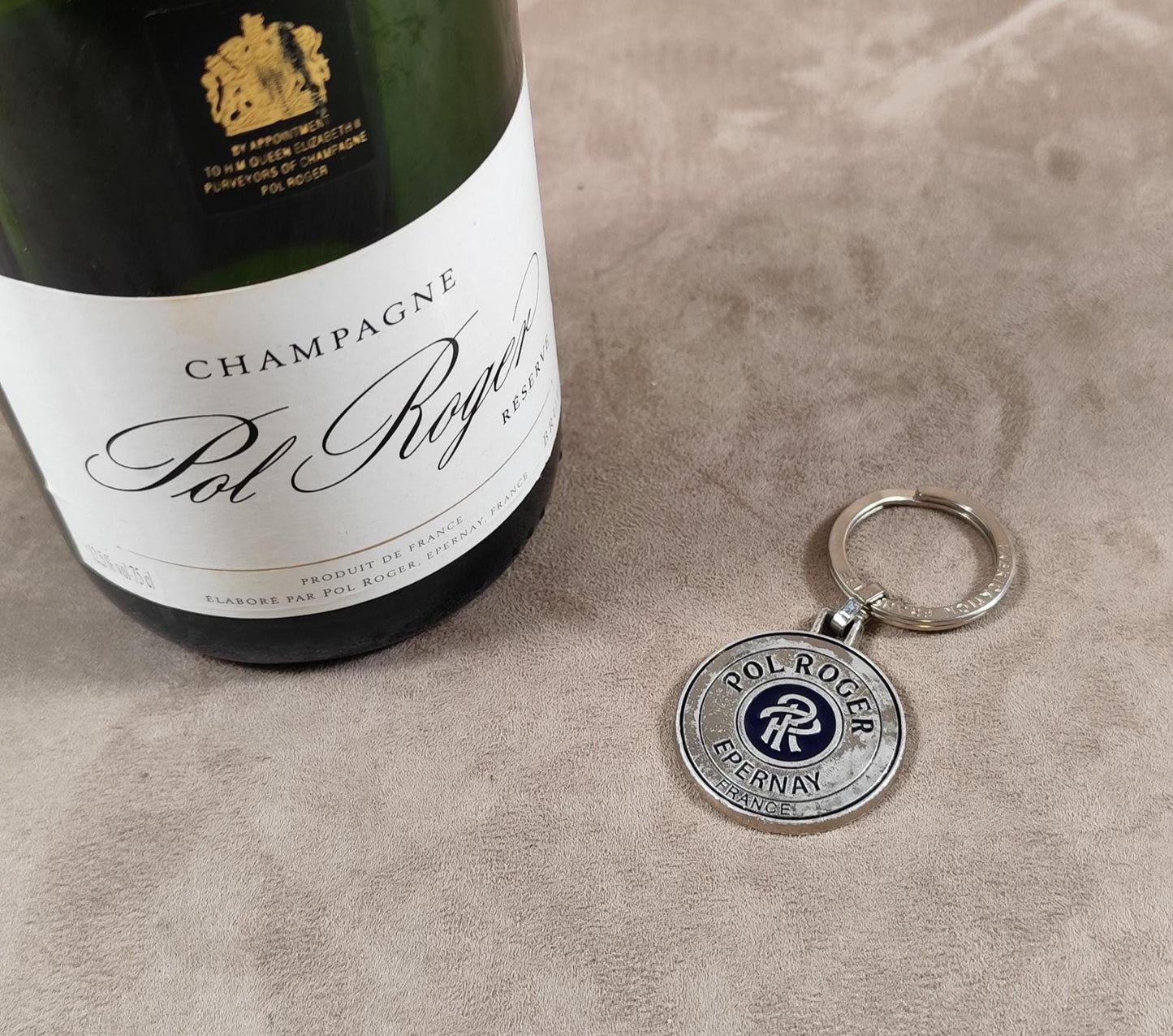 Porte clés Pol Roger en acier Made in France Années 1980