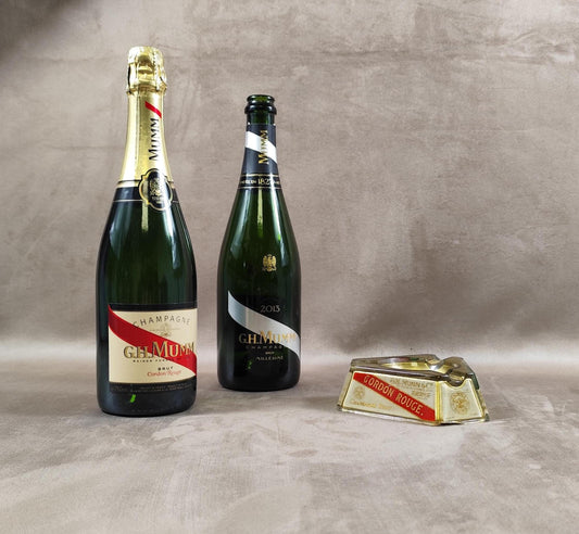 Cendrier Champagne MUMM Double Cordon Rouge Vert en verre Made in France Vintage 1970
