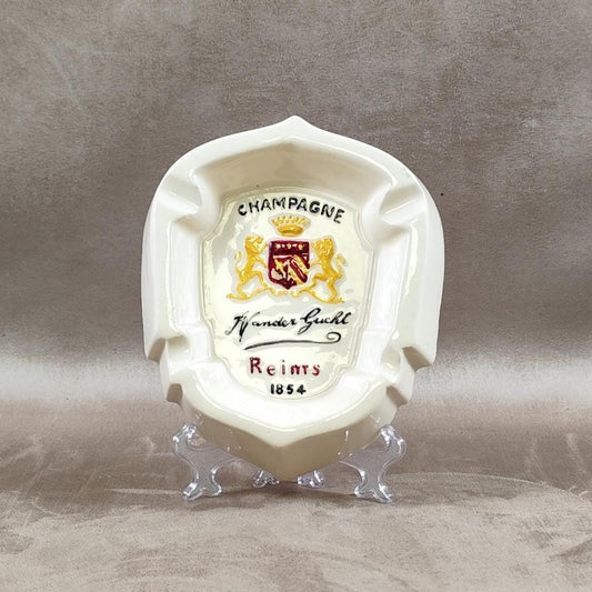 Cendrier Publicitaire Champagne Vander Gucht Reims en faience Made In France Vintage 1970