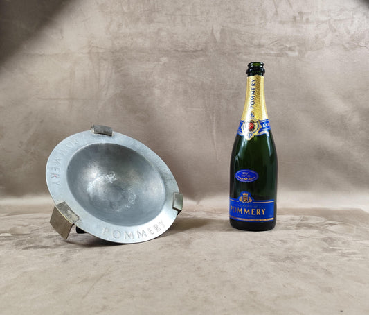 Cendrier XXL publicitaire Champagne Pommery en métal Made in France Vintage 1970