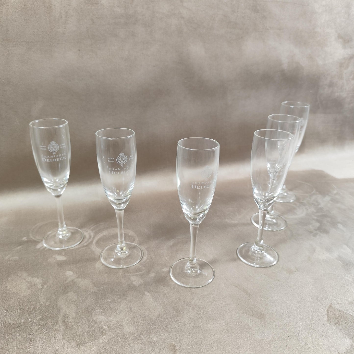 Lot 6 Flûtes à Champagne en Cristal Champagne Delbeck Made in France Vintage 1960