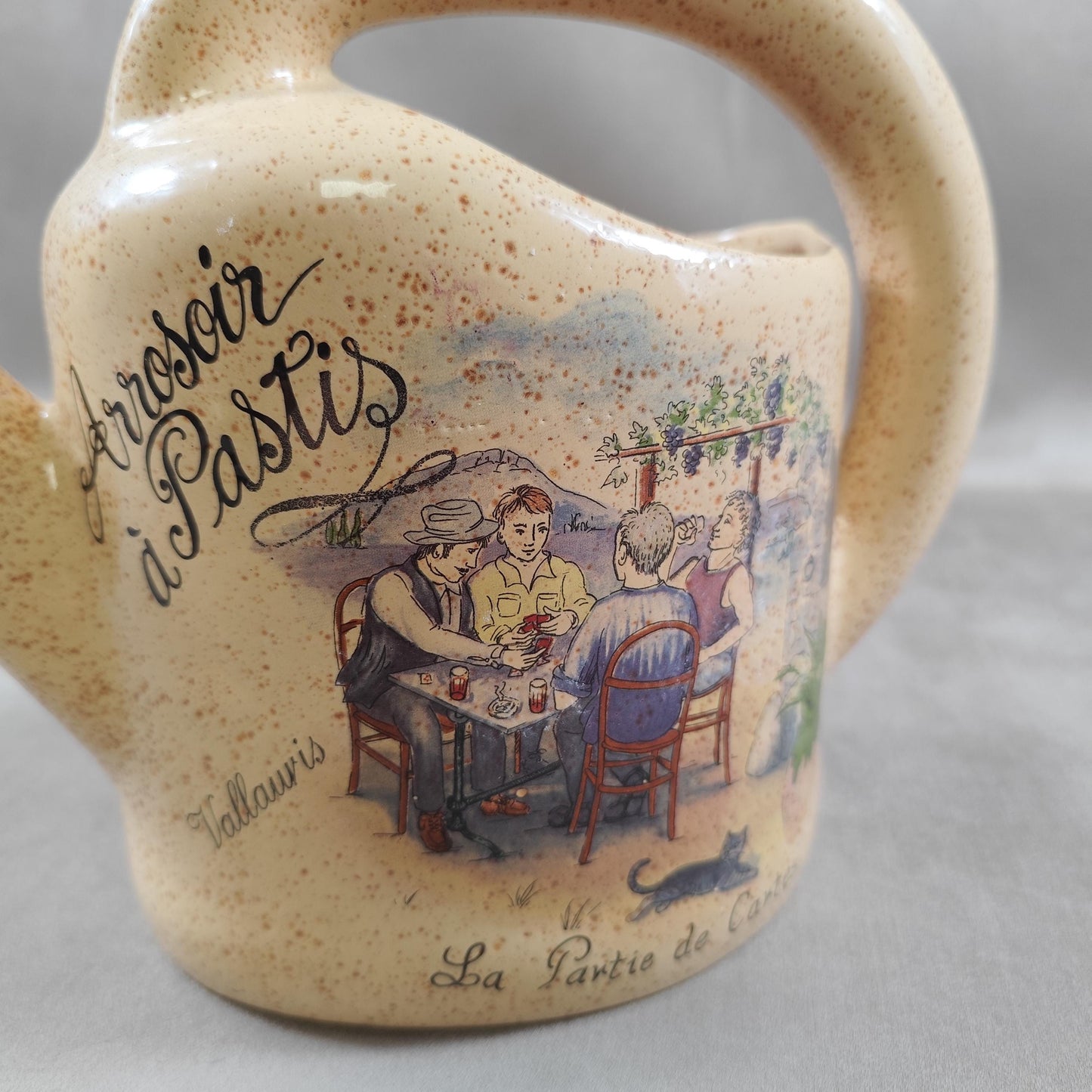 Arrosoir à Pastis "La partie de Carte" en grès Made in France Vintage 1970