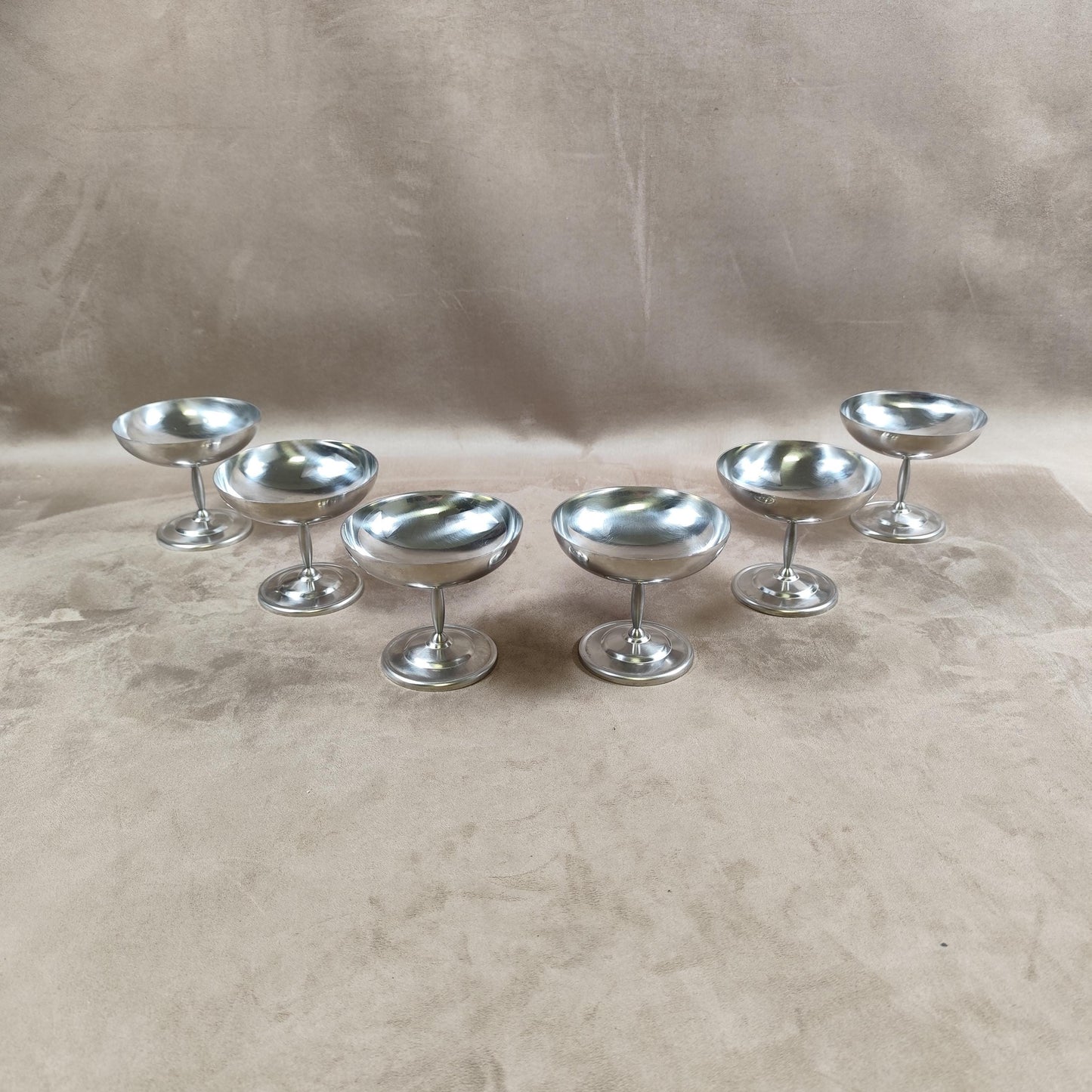 Lot de 6 Coupes à Glace en Inox Made in France Vintage 1980