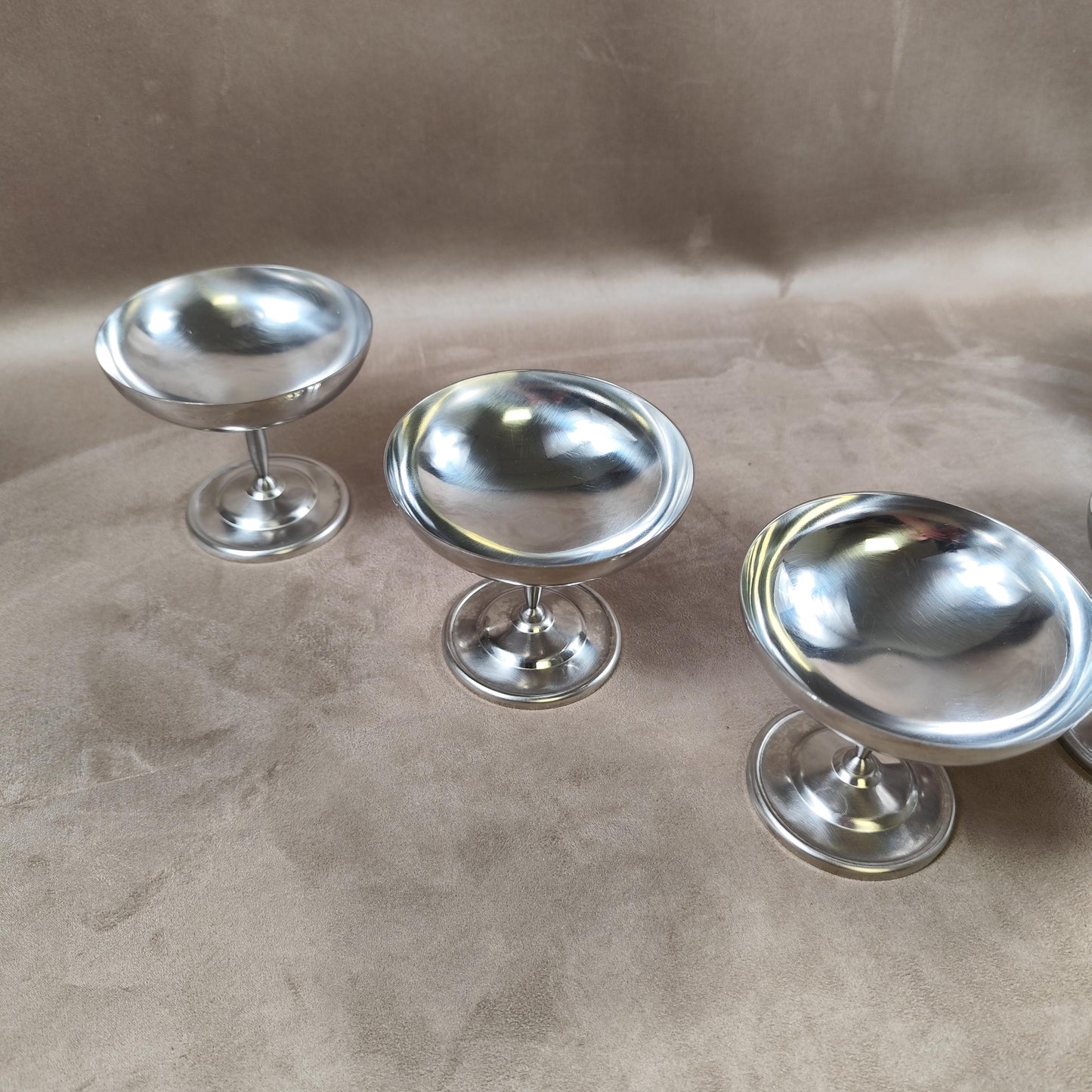 Lot de 6 Coupes à Glace en Inox Made in France Vintage 1980