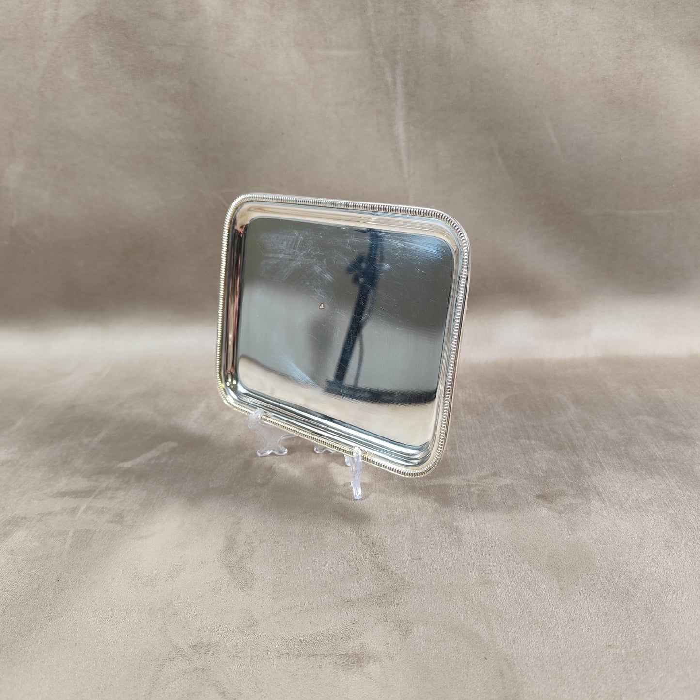 Plateau en Métal Argenté avec Poinçon d'Orfèvre Made in France Vintage 1900