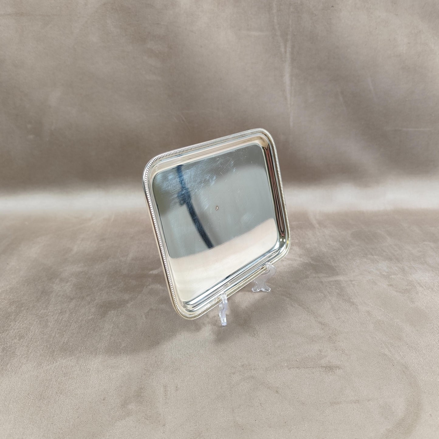 Plateau en Métal Argenté avec Poinçon d'Orfèvre Made in France Vintage 1900