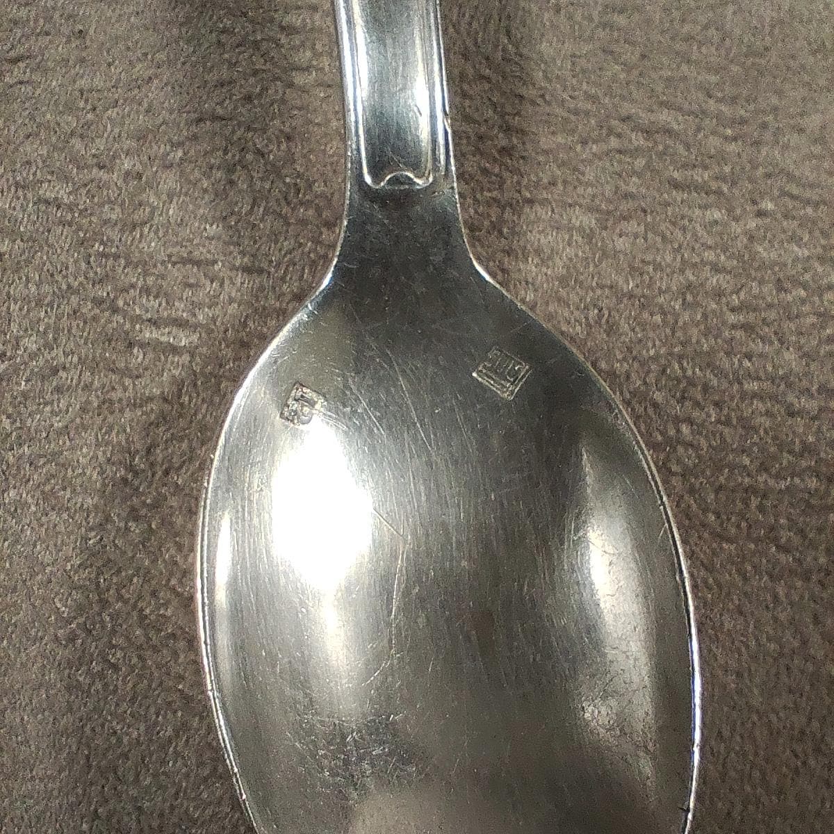 Ecrin coquetier et cuillère métal argenté Poinçon d'orfèvre Made in France Vintage 1900